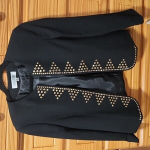 - Kasper,  Women's size 4P Blazer, Open Front,  Lined, blazer gold studs…